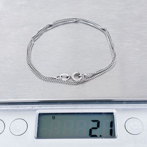 Box Chain Necklace | Vintage China Ross Simons Sterling Silver 925 | 18" - Picture 3 of 3